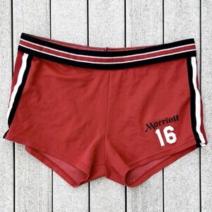 Vintage 80s 1980s Red Marriott #16 Striped Athletic Softball Shorts Men Sz XL 40